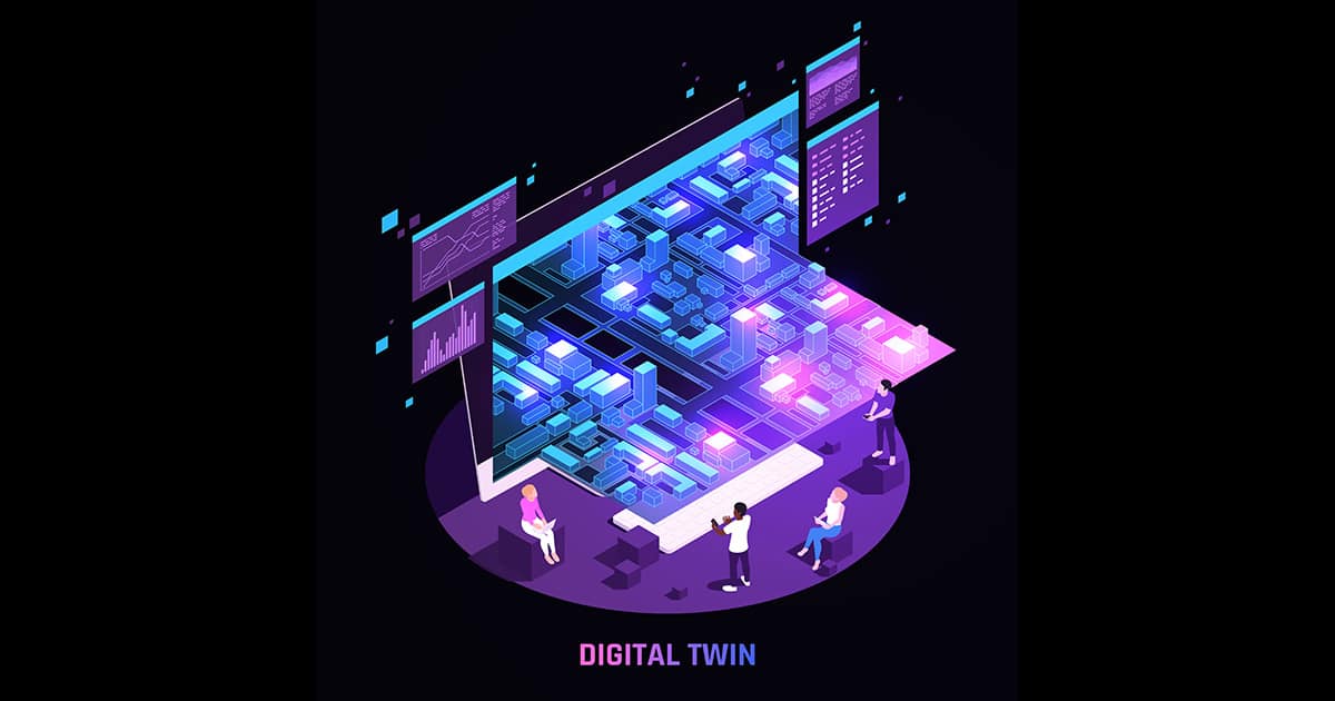 Digital Twin Technology Isometric Image