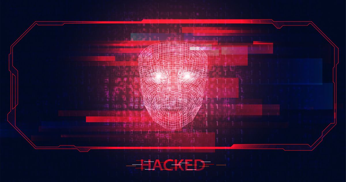 1200 212 Abstract Hacker Face Digital Steals Information From Computers Network Internet