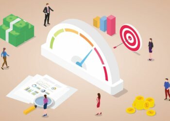 1200 234 credit rating score with financial meter with money goals icon with modern isometric flat style
