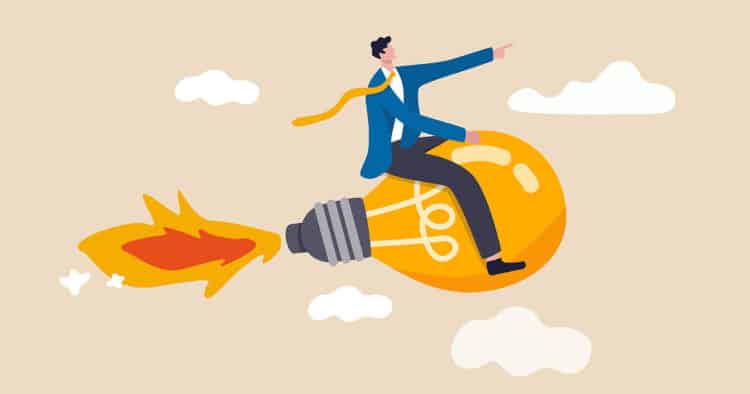 Creative new idea, innovation start up business or inspiration t