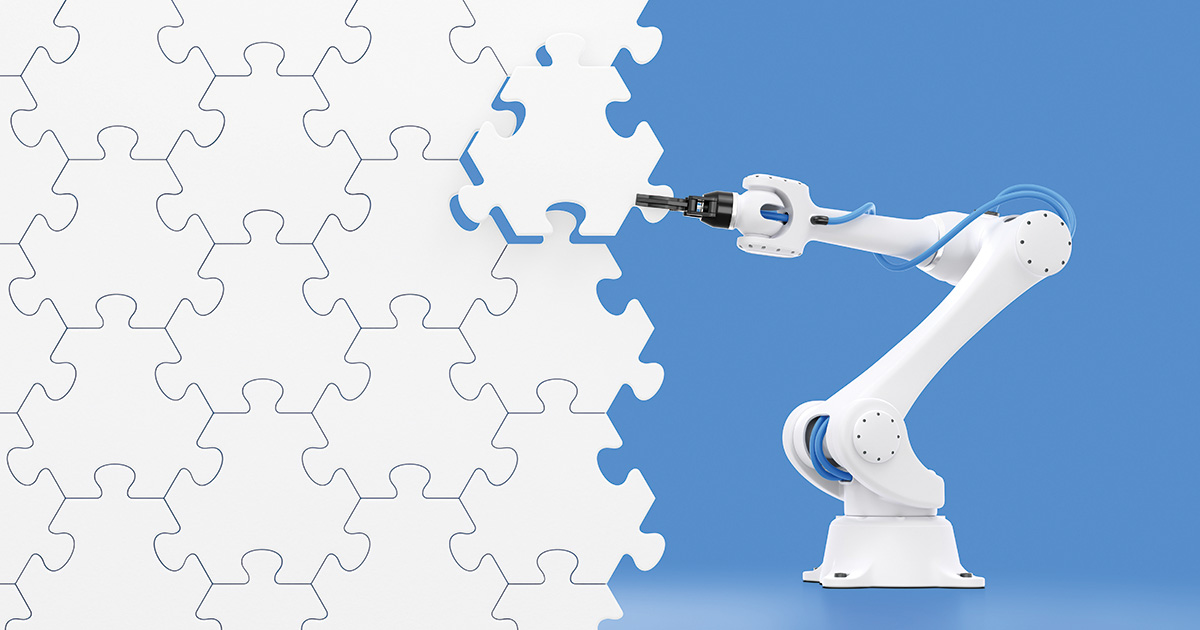 Action Show Of Robotic Manipulator. Mechanical arm of an industr