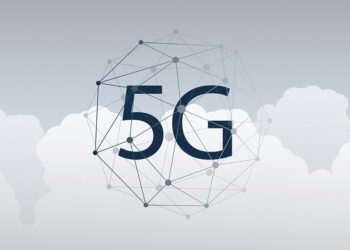 5g network label with wireframe globe high speed, broadband mo