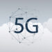5g network label with wireframe globe high speed, broadband mo