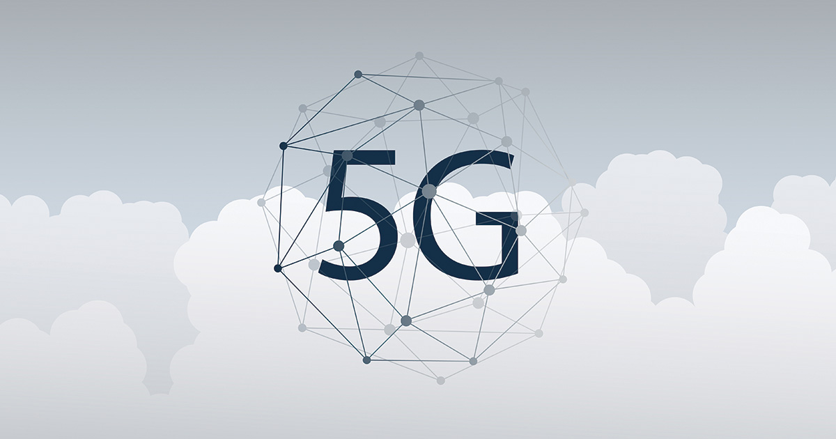 5g Network Label With Wireframe Globe High Speed, Broadband Mo