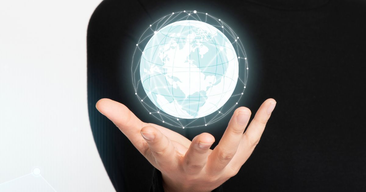 1200 Businesswoman Holding High Technology Digitally Generated Globe