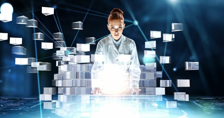 1200 glowing cubes innovation creativity concept mixed media