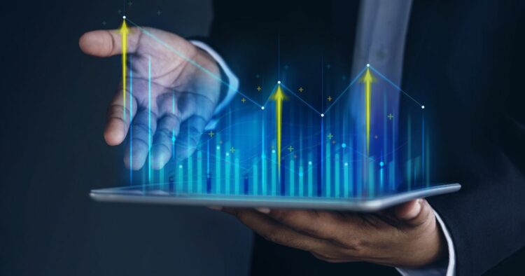 1200 technology high profit stock market business growth strategy planing concept