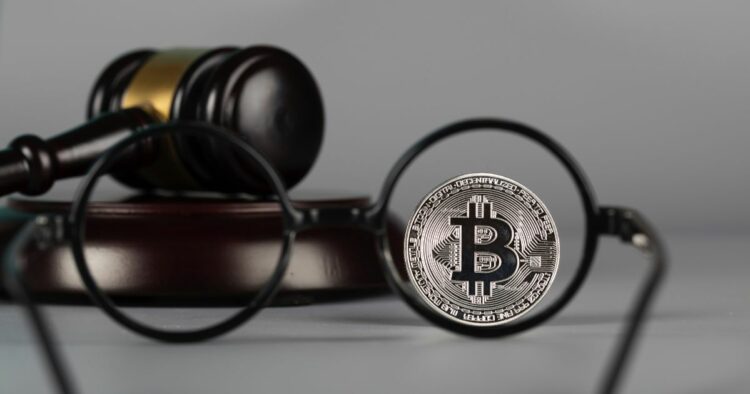 1200 view bitcoin through eyeglasses lens closeup