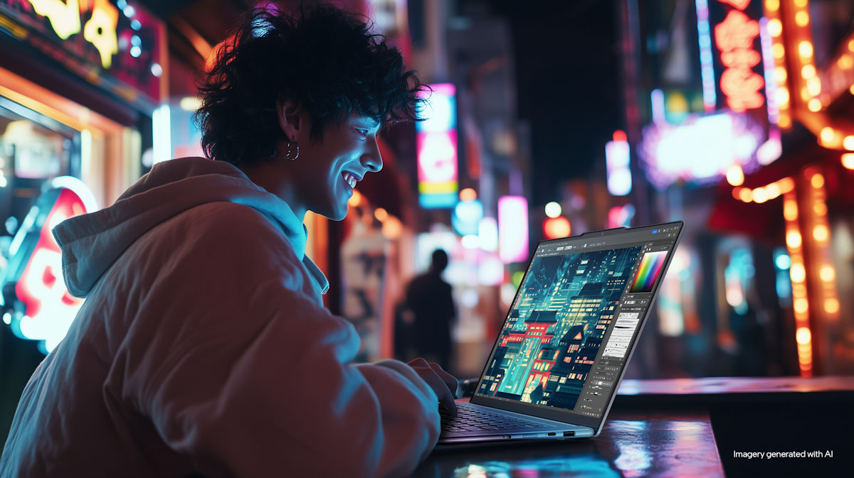 Lenovo Yoga Slim 7i Aura Edition專為在創作中追求高效能、優異視覺效果和穩定連線功能的創作者所設計