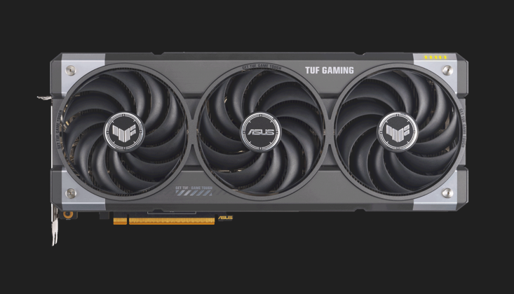 全新TUF Gaming Radeon™ RX 9070 XT/9070 OC超頻版,搭載大尺寸鰭片陣列散熱器,以及三顆11片扇葉的軸向式風扇,可提供穩定高壓氣流,透過鋁製背板的通風口,還能迅速將熱氣導入機殼氣流通道,冷卻效果絕佳