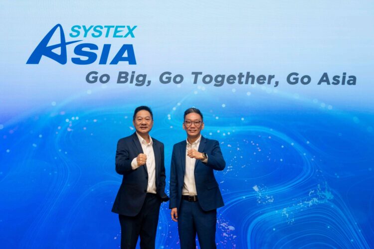 精誠資訊擴大佈局東南亞市場，於新加坡成立SYSTEX Asia東南亞營運總部。精誠資訊董事長林隆奮(左)、SYSTEX Asia 總經理 Alex Toh (右)。