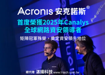 Acronis安克諾斯首度獲2025年Canalys資安矩陣冠軍