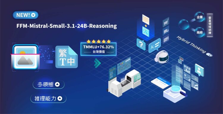 FFM-Mistral-Small-3.1-24B-Reasoning 融合台灣價值觀與在地場景模型推理能力優化,支援多模態理解、Hybrid Thinking模式與垂直場域應用。