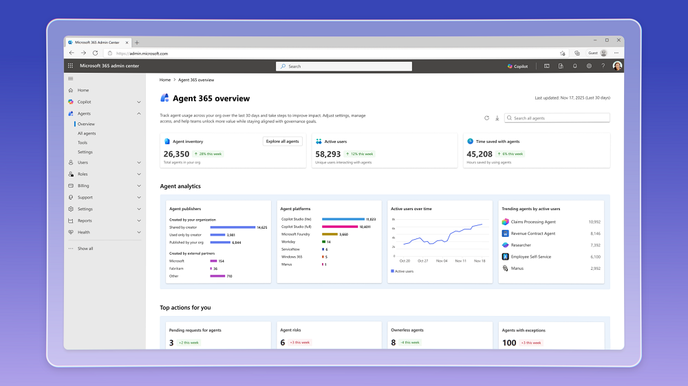 全新的 Microsoft Agent 365 讓企業能夠觀測、管理並保護其 AI Agents，不論這些 AI Agents 是以微軟平台、開源框架或第三方平台所建構。