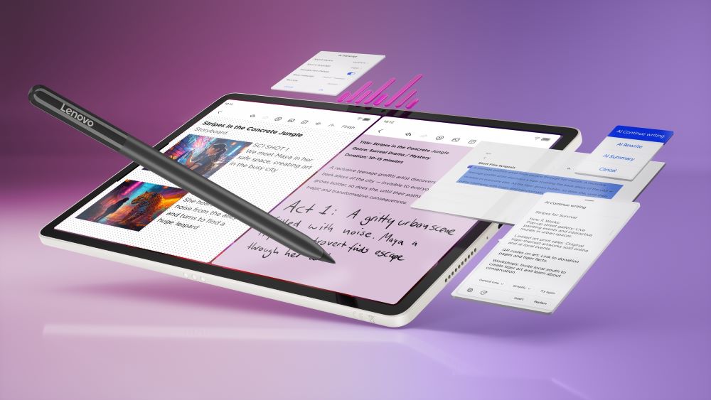 Lenovo AI Notes透過 Lenovo Tab Pen Pro 的 AI 輔助,重寫內容、續寫文字、生成摘要,讓寫作更精準、更流暢。