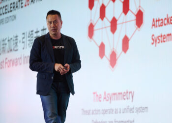 ◤ Fortinet 台灣區總經理吳章銘表示，Fortinet 憑藉百項 AI 專利與自建 GPU 資料中心，為企業打造兼具高效算力與資料主權的資安防線。