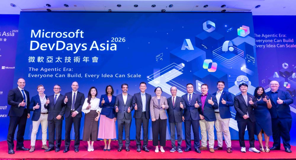 微軟 DevDays Asia 2026 由數位發展部政務次長侯宜秀、台灣微軟總經理卞志祥,與多位微軟總部重量級主管、政府代表及產業夥伴共同揭幕。