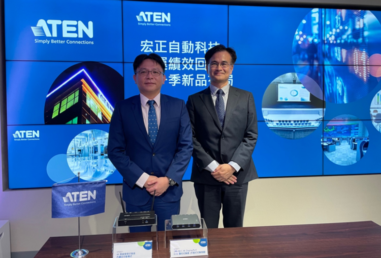 宏正自動科技資深副總經理林勇達(左)及財務長暨發言人田慶威(右)