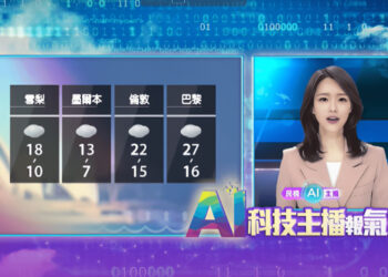 【新聞圖片一】全台首位 Ai 主播「敏熙」負責於民視新聞播報國際氣象，為新聞播報增添多樣性，並廣受各方好評。