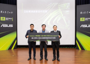 (左起)nvidia台灣區業務經理邾亦為、國立臺灣大學資訊工程學系主任洪士灝與華碩聯合科技系統事業總經理廖逸翔宣布三方合作。 (1)