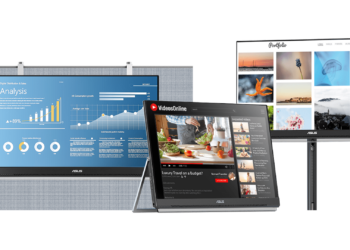 時尚典雅的asus zenscreen mb249c，機身僅7.6公釐、2.8公斤，擁有絕佳可攜性；搭配多種支架選項及配件，使用更隨心所欲。 1